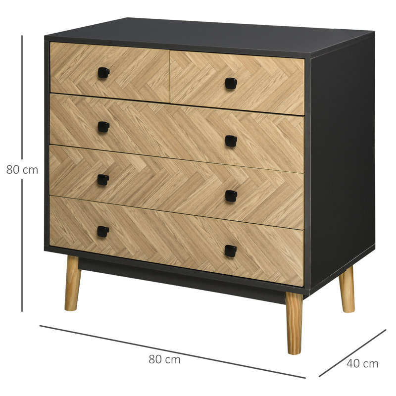 Tenley 80cm W 5 - Drawer Chest of Drawers
