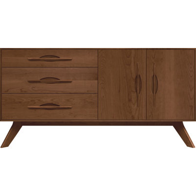 Audrey 66.13"" Wide 3 Drawer Walnut Wood Sideboard -  Copeland Furniture, 6-AUD-52-43