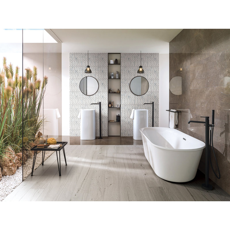 Tibet Linear Marble Tile, Cream