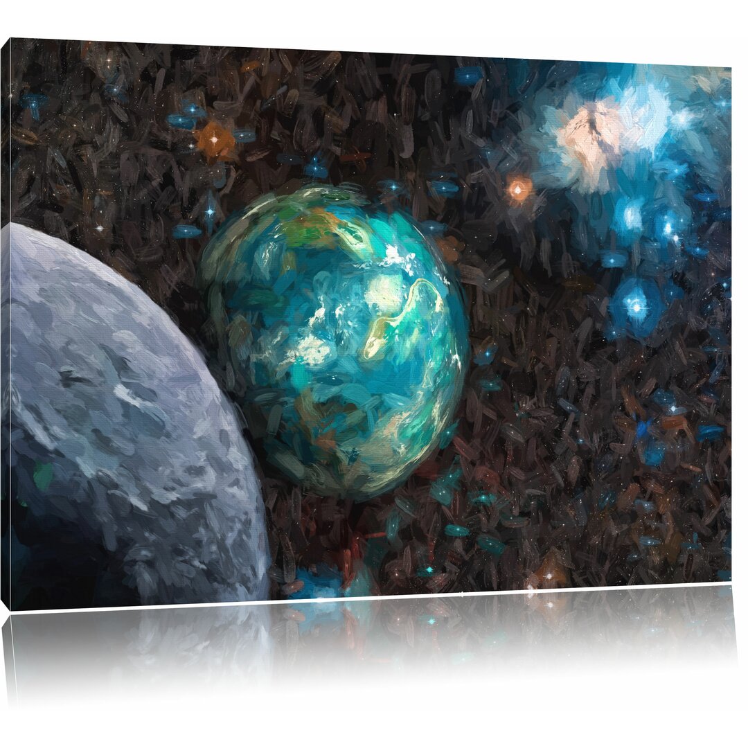 Leinwandbild "Planet Erde im Kosmos", Grafikdruck