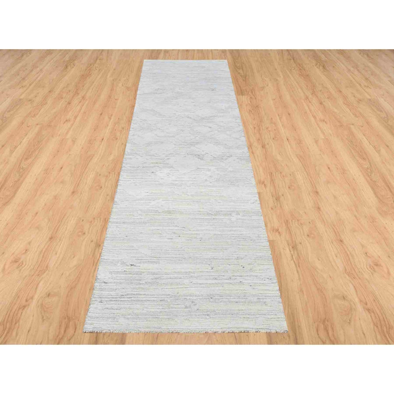 Tapis de couloir oriental gris en laine naturelle nouée à la main 2 pi 6 po x 9 po 9 po 9F23AF8803564BDBB0C590CD5323FF97