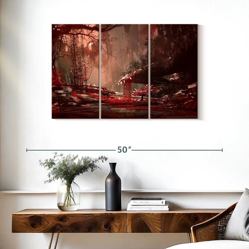 Kelan Blood Red Forest, 24" H x 38" W