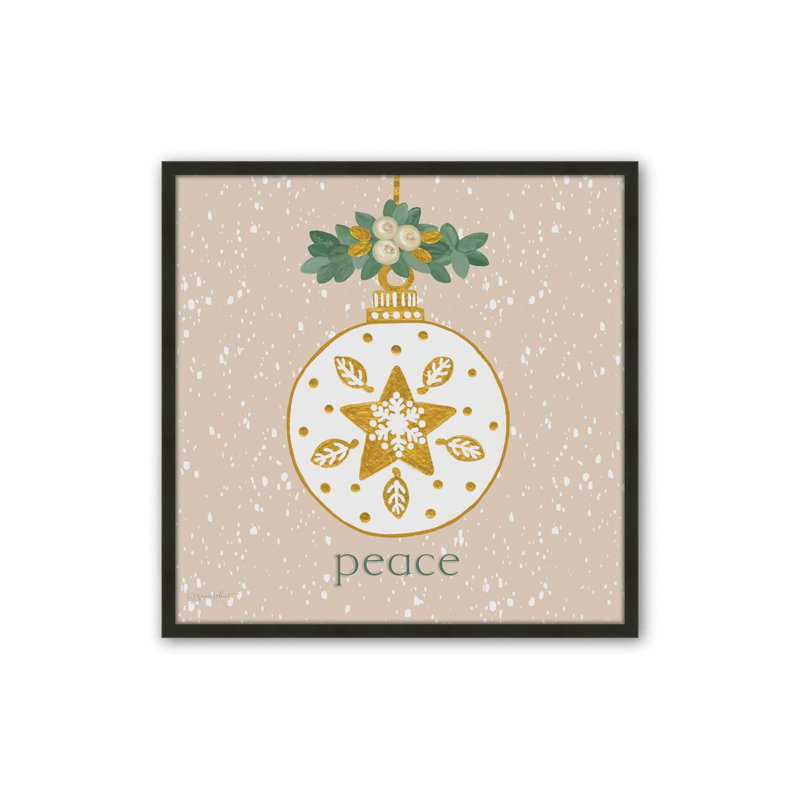 «Snowy Peace Ornament» par Annie Lapoint, reproduction d'art, L 20 po x H 20 po, Noir, Impression encadrée