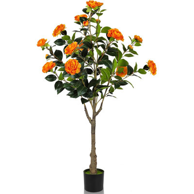 Artificial Camellia Tree 3.9ft Orange