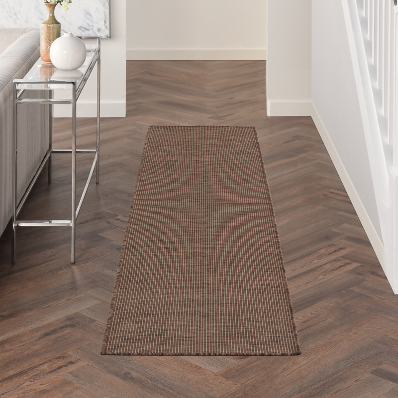 Tapis terre cuite intérieur / extérieur Lillehammer, Tapis de couloir 2 pi x 6 pi, Brun