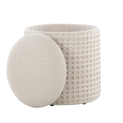 Pouf de rangement multifonctionnel avec texture tissée 3D et tissu élégant en laine mélangée