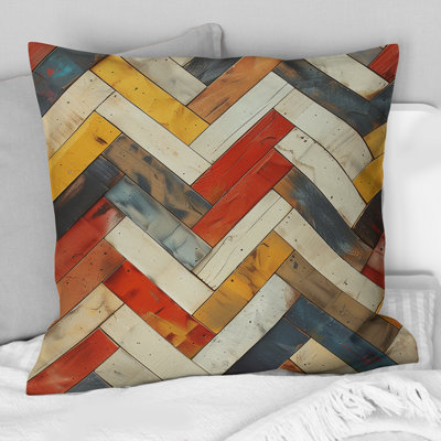 Orange Beige Chevron - Chevron Throw Pillow
