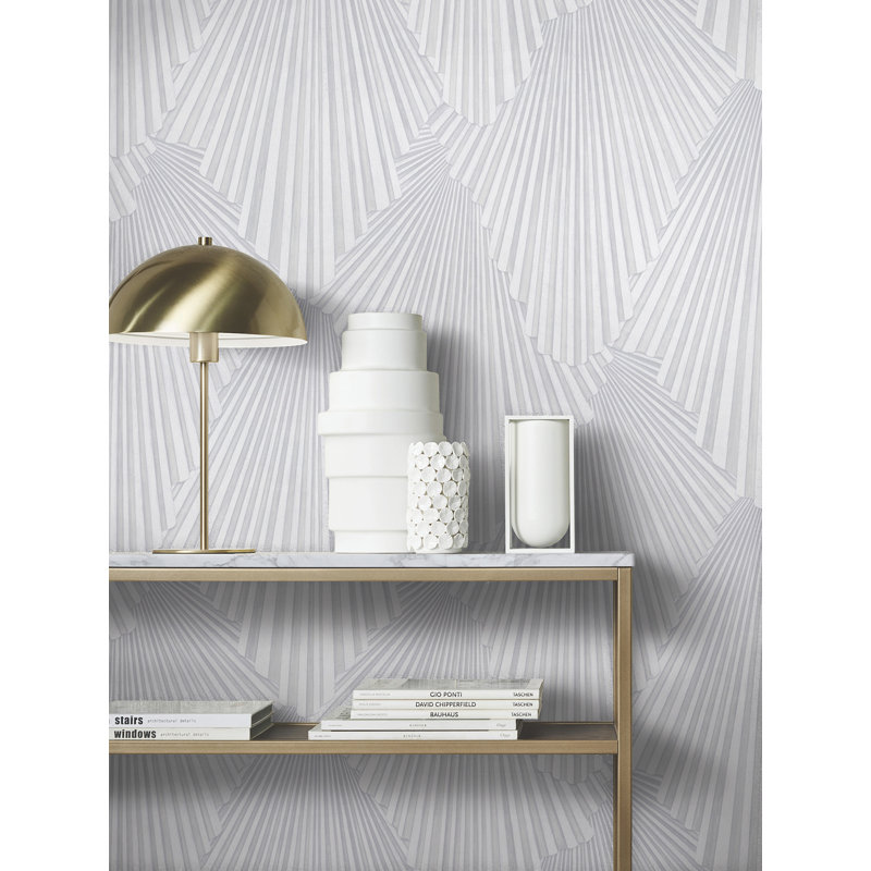 Papier peint géométrique blanc cassé Lumiere