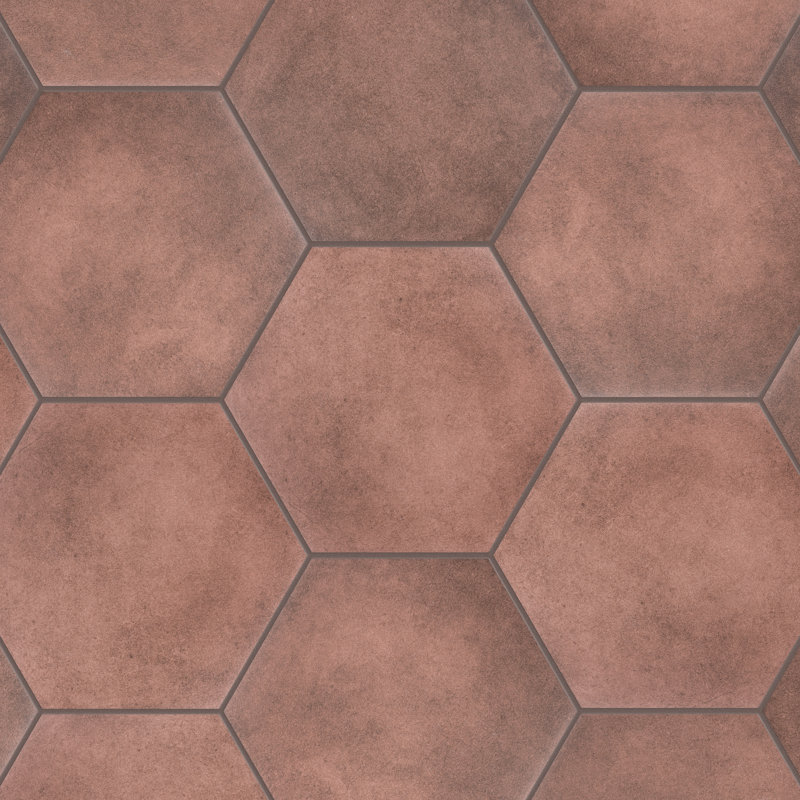 Matter Hex 7.88" x 9" Porcelain Stone Look Floor and Wall Tile, Red
