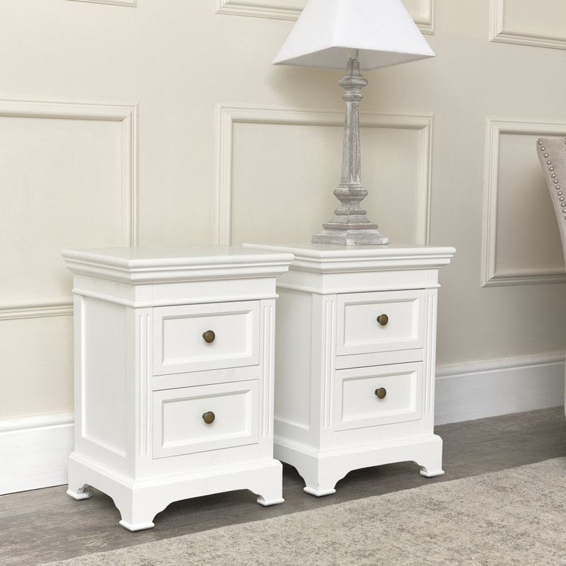 Escolta 40cm W Solid + Manufactured Wood Bedside Table, Individual, White