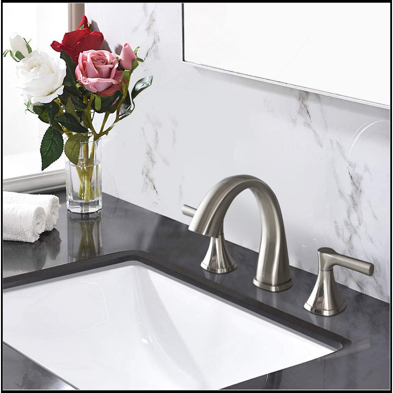 Widespread Bathroom Sink Faucets Two Handle 3 Hole Vanity Bath Faucet  With Drain Assembly (Brushed Nickel), Brushed Nickel