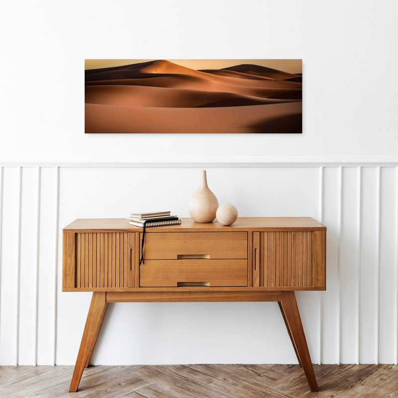 «Golden Desert Dunes», art paisible au lever du soleil, H 12 po x l 36 po