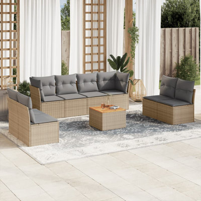  Ensemble de canapé de jardin mélange beige, gris clair