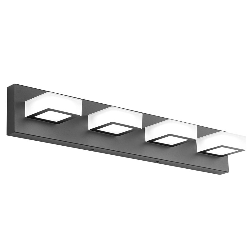 Luminaires de salle de bain à DEL 4 lumières en acrylique noir mat moderne