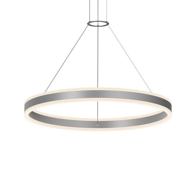 Double Corona 2 - Light LED Chandelier, Bright Satin Aluminum, 2.75" H x 31.5" W x 31.5" D