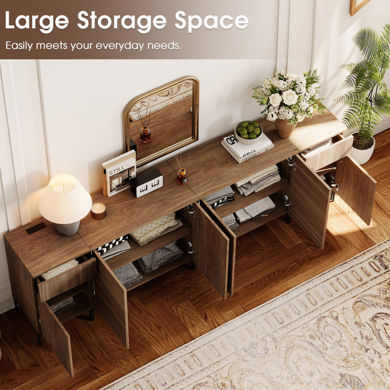 Aadham 94.5" W Manufactured Wood Sideboard, Walnut