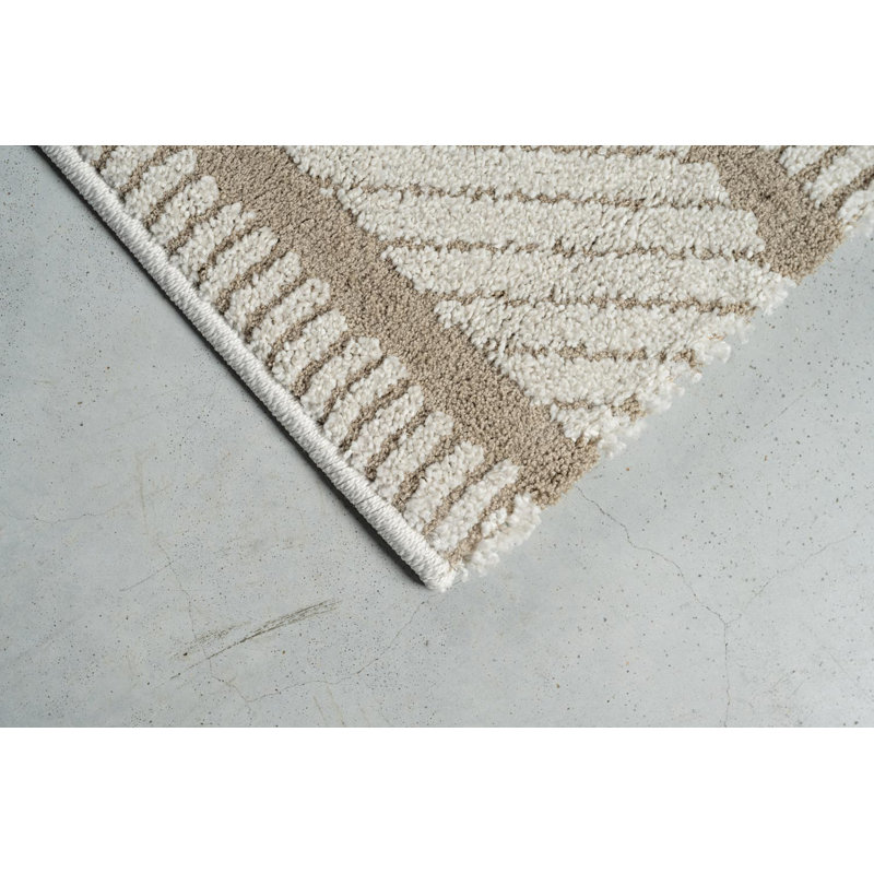 Power Loom Polypropylene Beige Rug, Rectangle 160 x 230 cm