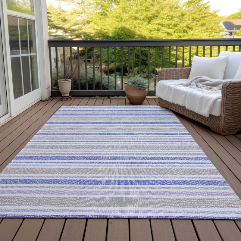 Kinslee Washable Striped Indoor / Outdoor Rug, Rectangle 9' x 12'