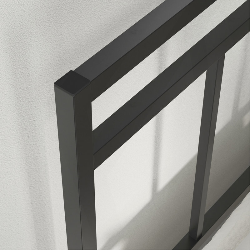 Lit plateforme simple avec tête de lit, finition noire