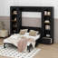 Grand lit plateforme escamotable avec tablette, armoires latérales, tiroirs et DEL-115733979