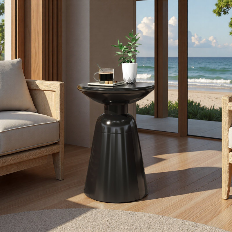 Grande table de bout d'extérieur en métal - grande, Noir