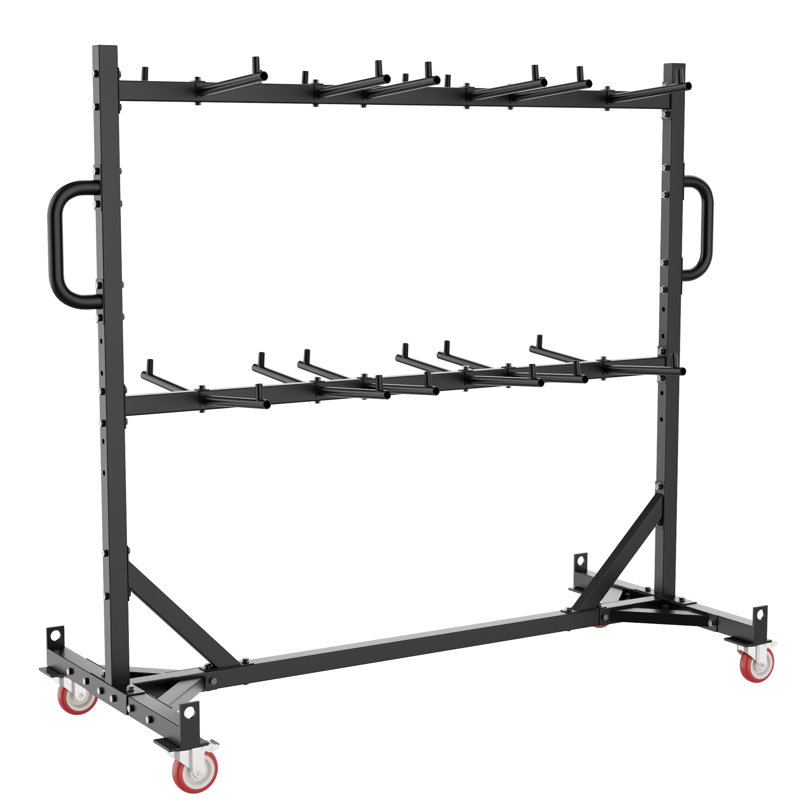 Chariot de rangement robuste pour chaises et tables pliantes, en acier, avec roulettes, capacité de 363 kg (800 lb) pour 84 chaises ou 12 tables et 42 chaises, étagère réglable à 2 niveaux
