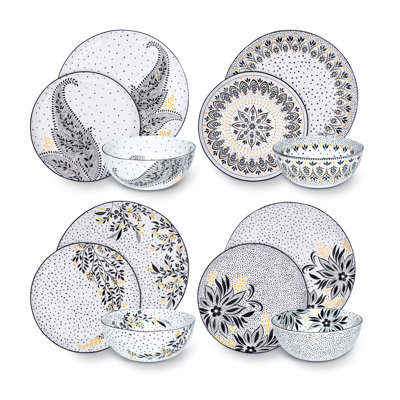 Sara Miller, Artisanne Noir - 12 Piece Dinnerware Set, Service for 4