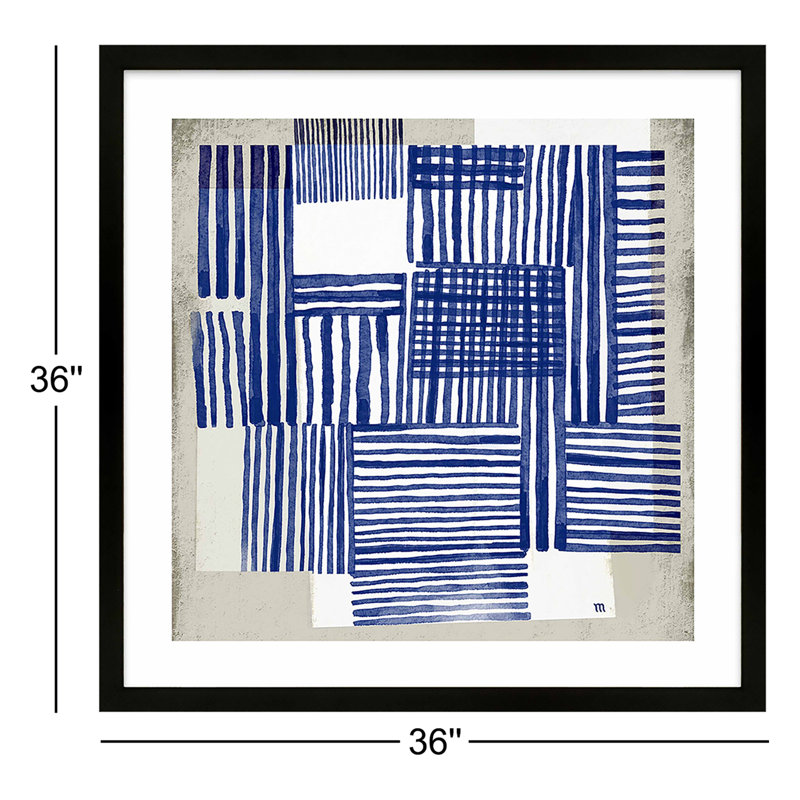 Weaving Painting by Marco Marella For Studio M, 36" W x 36" H, Black Framed