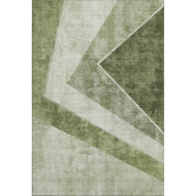 Premium Machine Washable Prisco Olive Rug