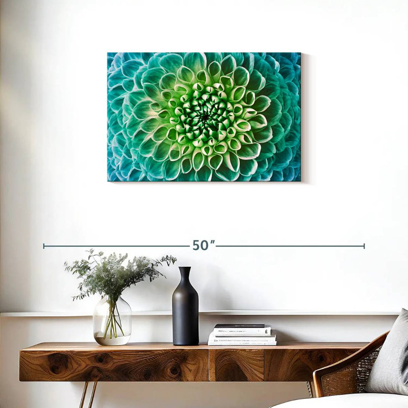 Fleur de dahlia turquoise Harnek, H 20 po x l 30 po