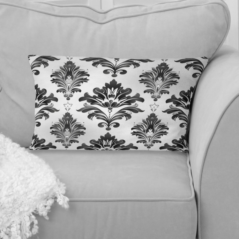 Coussin lombaire noir traditionnel damassé Tradition II