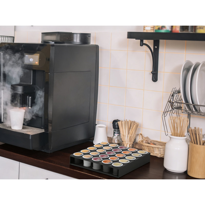 Organisateur de tasse K et support de rangement, tiroir en métal d'une capacité de 50 dosettes pour le comptoir ou le support mural, distributeur de dosettes de café peu encombrant pour la cuisine, le bureau et la station de café
