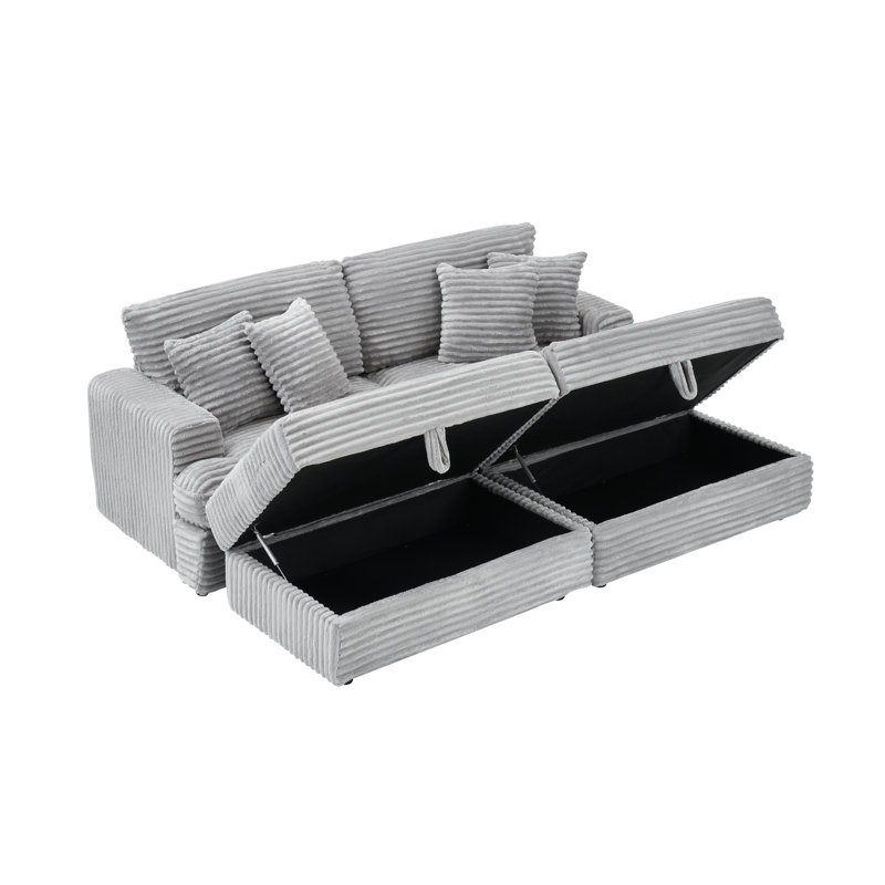 Canapé modulaire rembourré 4 pièces 88,58 po Eugenja, Gris