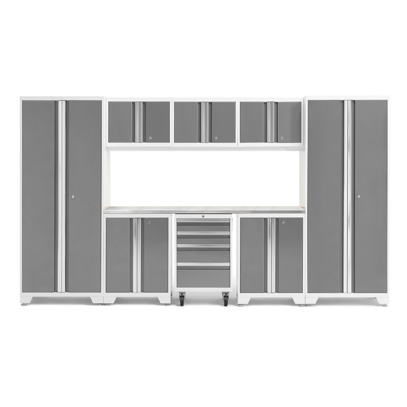 Ensemble de 8 armoires avec système de rangement complet