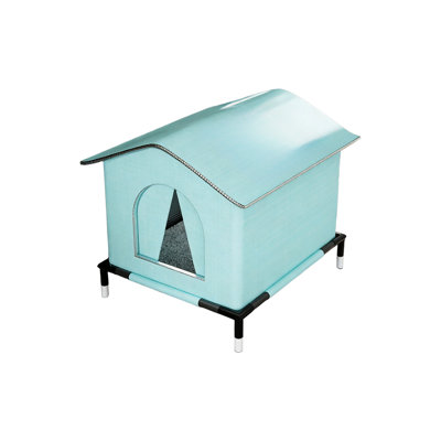 Outdoor Cat House 13x13x15.7in Waterproof Sun Protection Insulated Shelter For Feral Cats, Blue