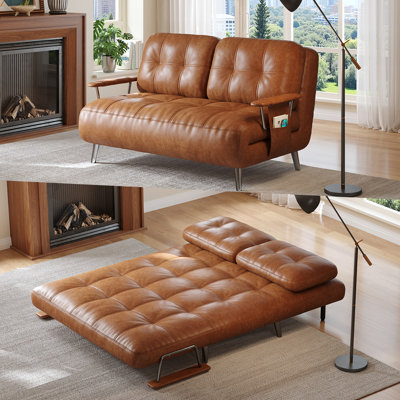 Canapé-lit, canapé-lit futon, chaise qui se transforme en lit, dossier réglable avec coussins moelleux, pieds en bois massif