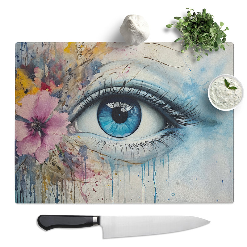 Eye Art Watercolour  Glass Chopping Board