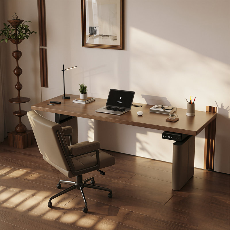 Bureau réglable 47,24 po en noyer brun italien, H 52,36 po x l 47,24 po x P 23,62 po