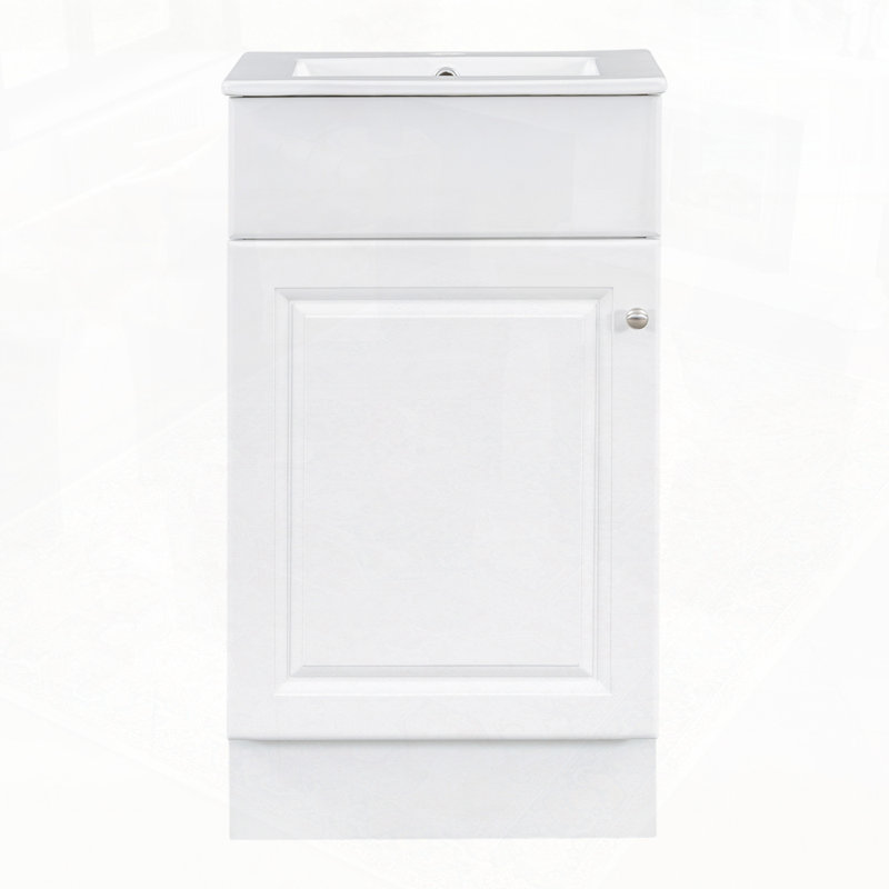 Armoire de meuble-lavabo avec tablette de porte et tablette réglable, Blanc