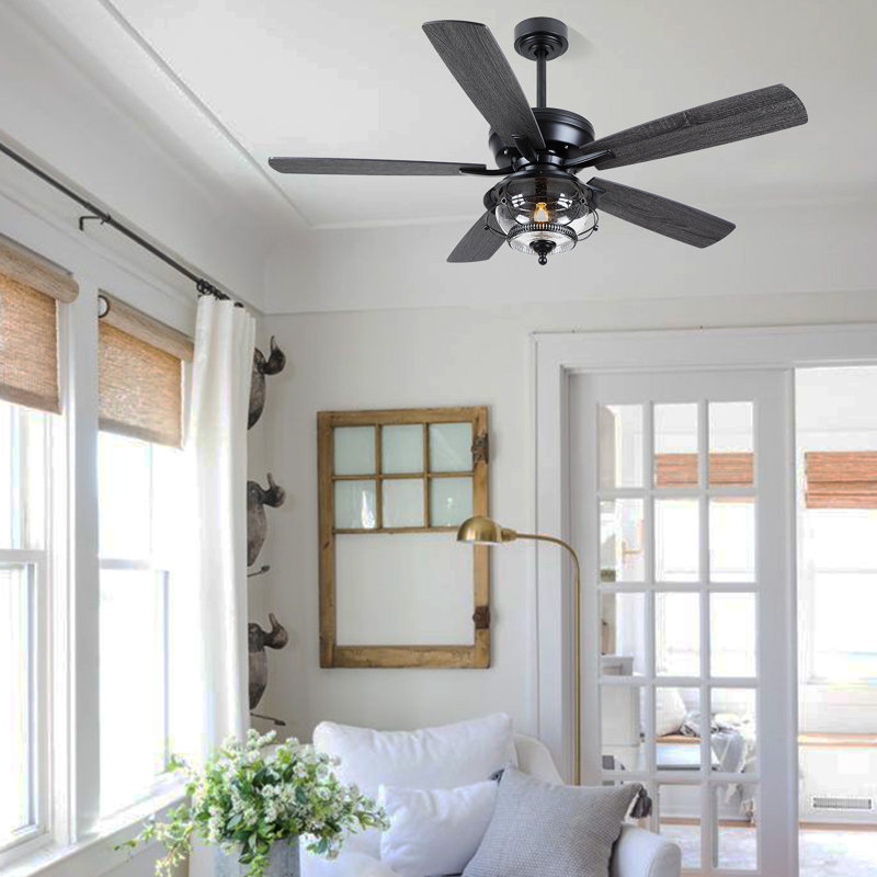 52" 5-blades Modern Crystal Ceiling Fan Fandelier With Lights And Remote Contro