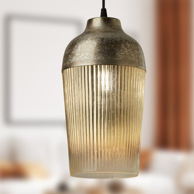 6.8''W 1-Light Virgnia Metal and Glass Pendant