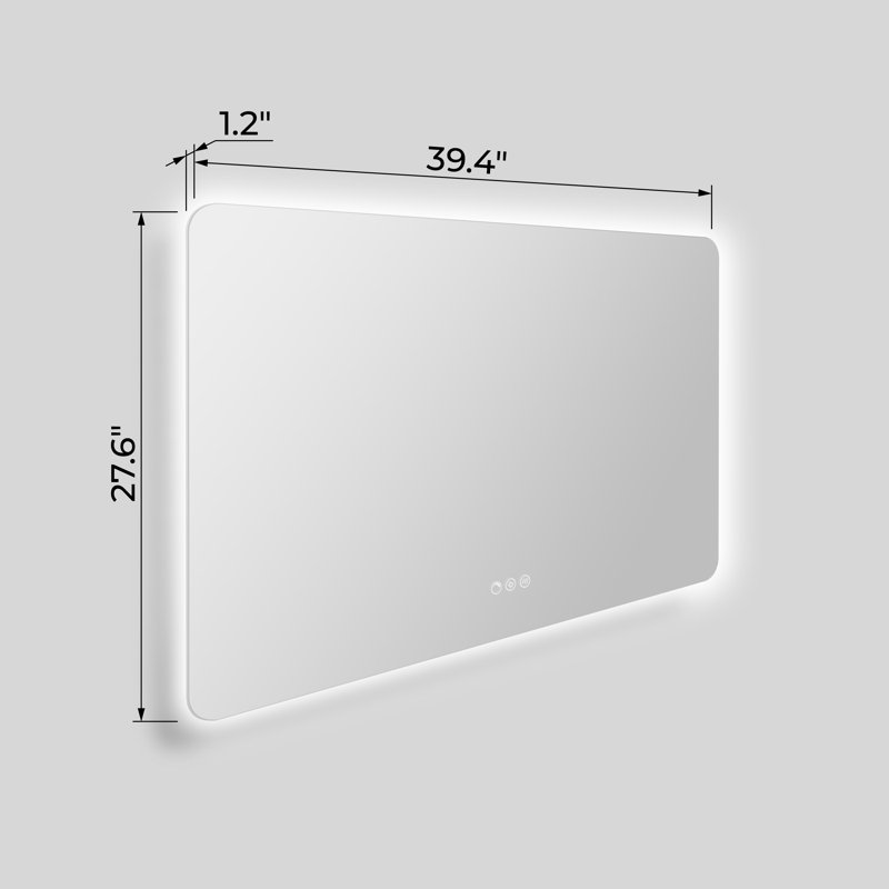 Miroir de salle de bain rectangulaire à DEL sans cadre avec désembueur Streamline, intensité variable, changement de température de couleur
