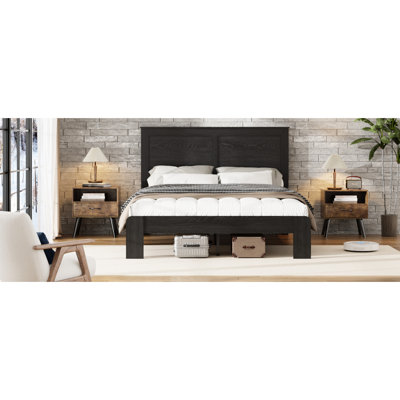 Full - Sized Wood Platform Bed, Silent Function For Restful Sleep, No Box Spring Needed, Effortless Assembly With All Tools, Ample Under Bed Storage, Dark Brown Hue, Industrial Look Bedroom, Modern