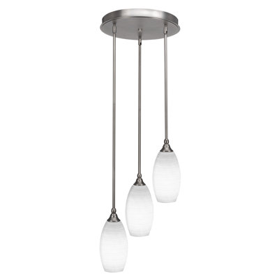 Barrales 3 Light Stem Hung Cluster Pendalier With 5.5" White Matrix Glass