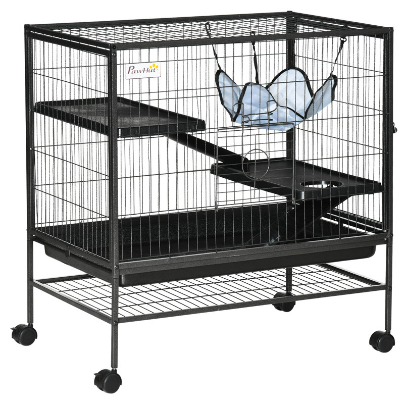 Cage pour petits animaux avec hamac, cage à furet à 3 niveaux avec plateau amovible