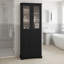 Armoire de rangement de 67,2 po de hauteur avec tablettes réglables et tiroir, portes en verre trempé, design tendance-483635169