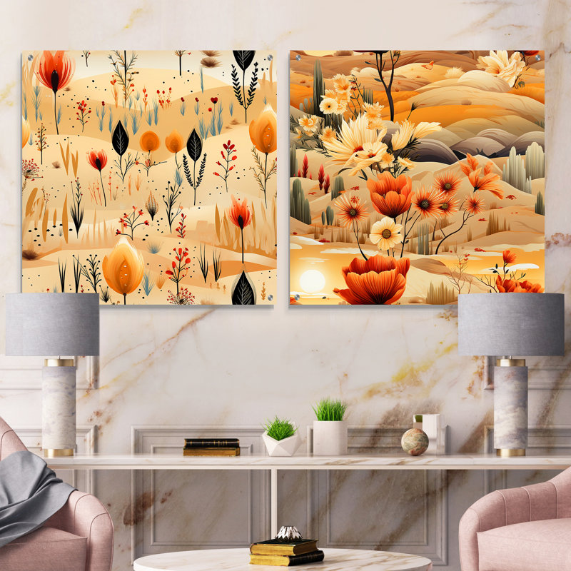 Aubepine - ensemble de 2 art mural en verre acrylique, H 36 po x l 73 po
