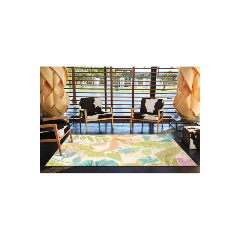 Tapis tissé avec motif de fleurs vertes, Tapis de couloir 2 pi 6 po x 9 pi 11 po