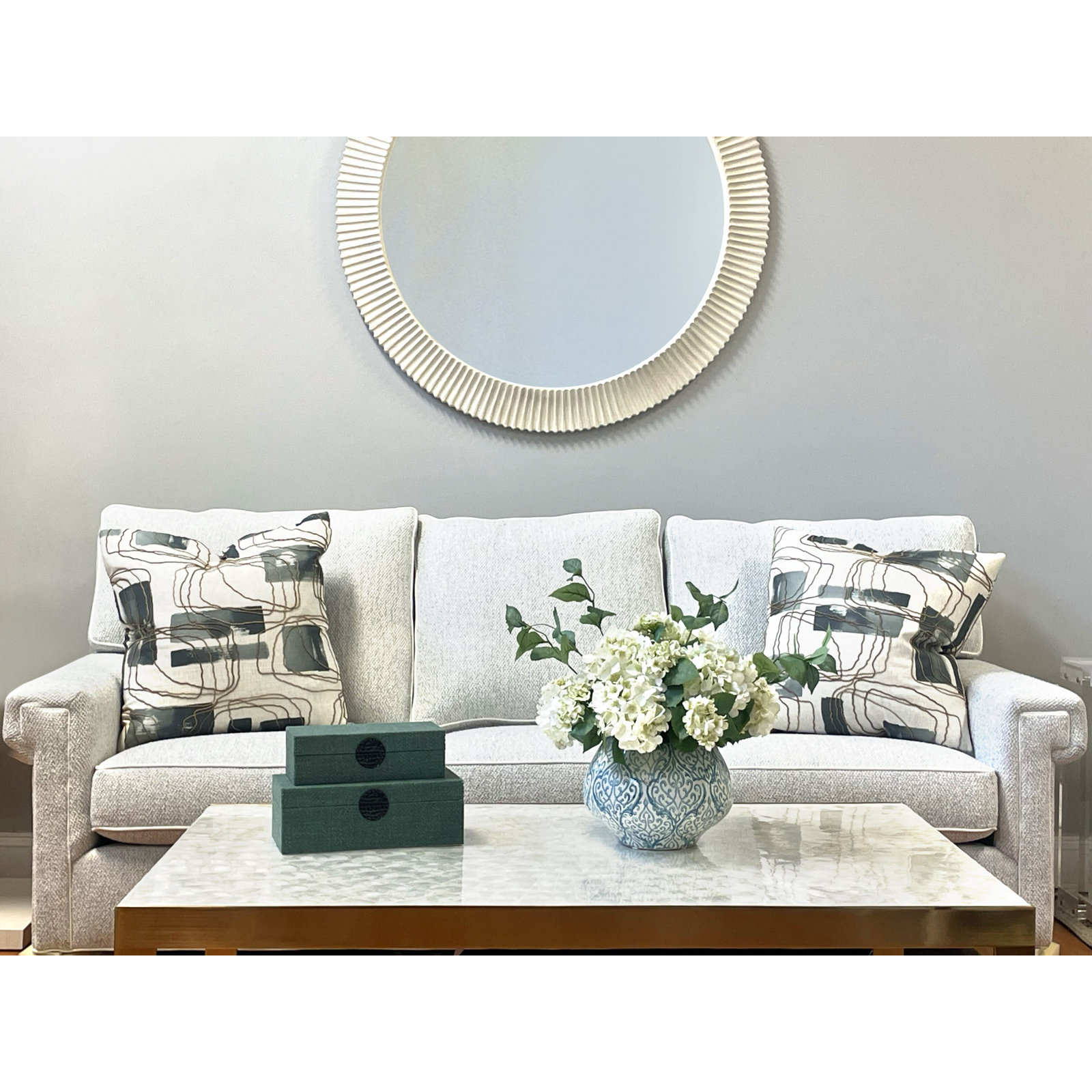 Keenum Hydrangea Floral Arrangement in Vase, White