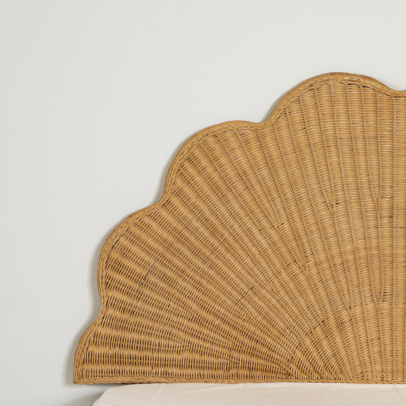 Natural Wicker Queen Wall-Mounted Seashell Headboard